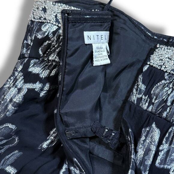 VTG Nightline Strapless Empire Waist Formal Dress Ethereal Beaded Silk Gown SZ 6 - Picture 7 of 16